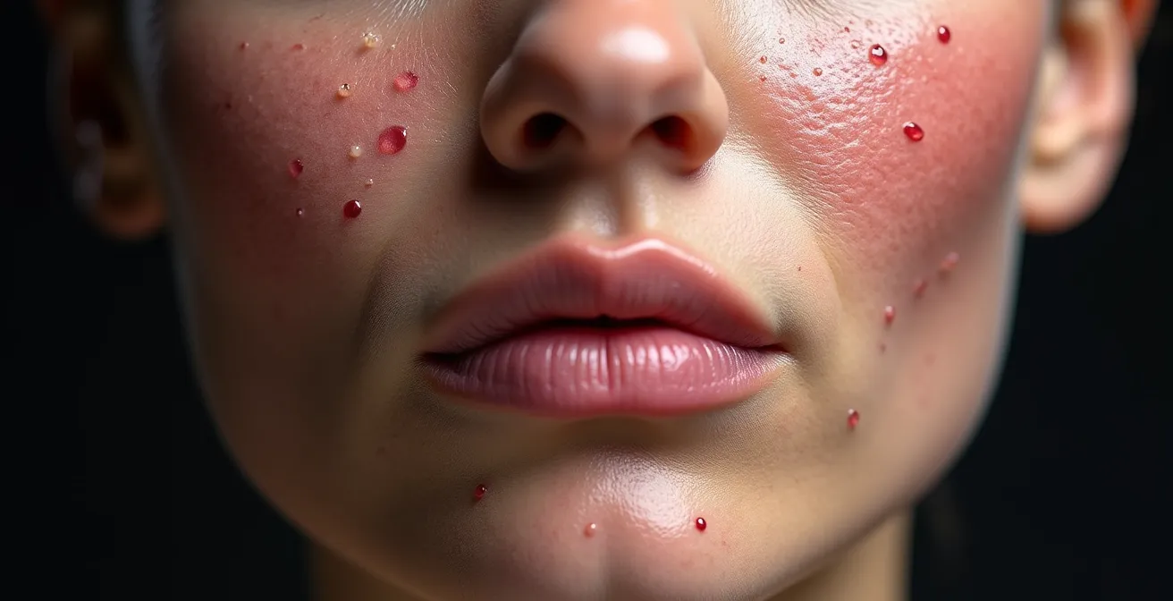 Imagen microscópica comparativa de texturas de piel sensible y piel normal