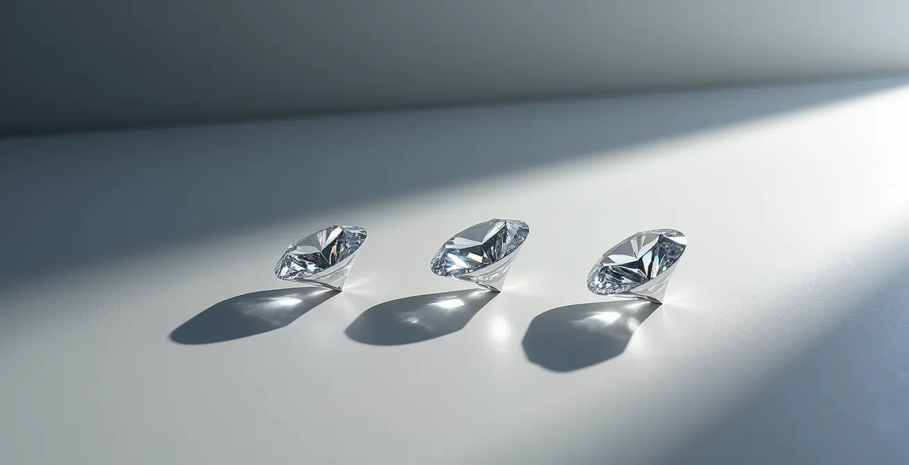 Comparación visual del tamaño aparente de diamantes con diferente profundidad