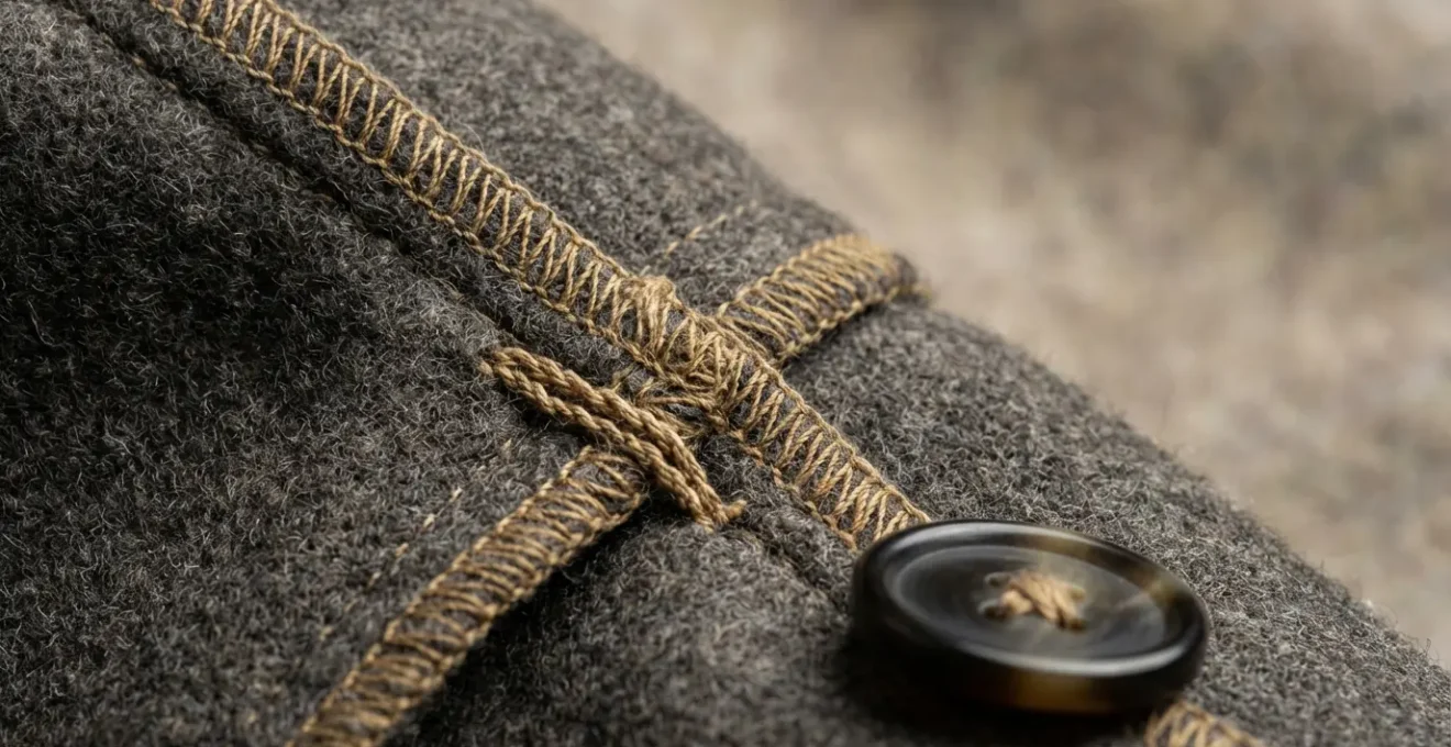 Vista macro de costuras de alta calidad mostrando puntadas densas y acabados profesionales