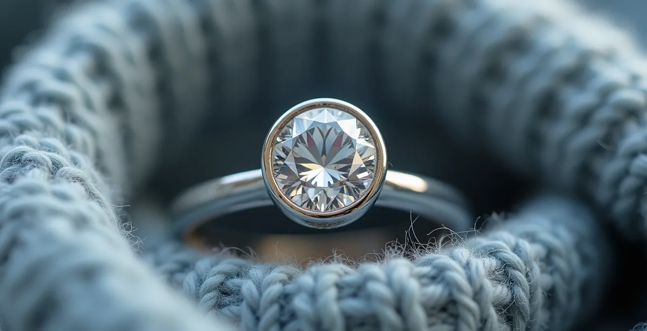 Detalle macro de montura de perfil bajo con transiciones fluidas sin aristas