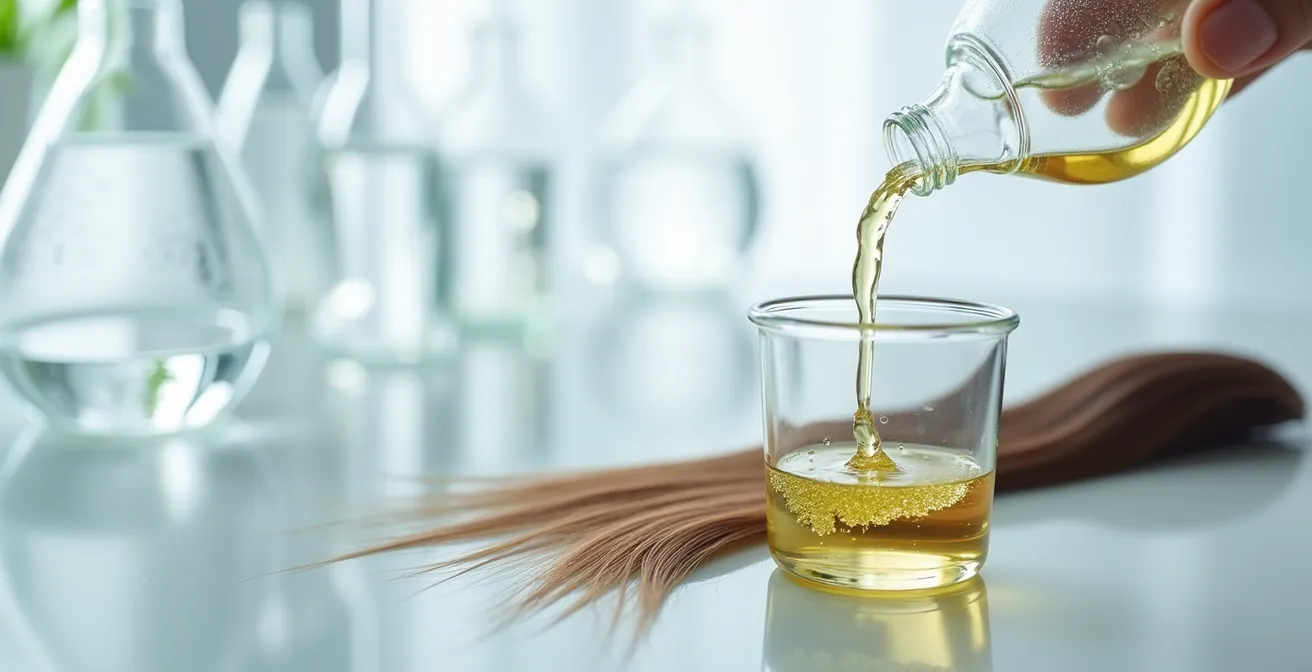 Corte transversal del cabello mostrando la absorción de nutrientes hasta el punto de saturación en el córtex.