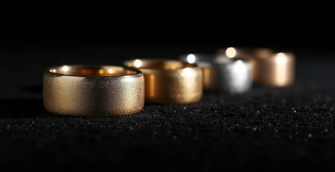 Evolución visual de alianzas de platino y oro blanco a través del tiempo