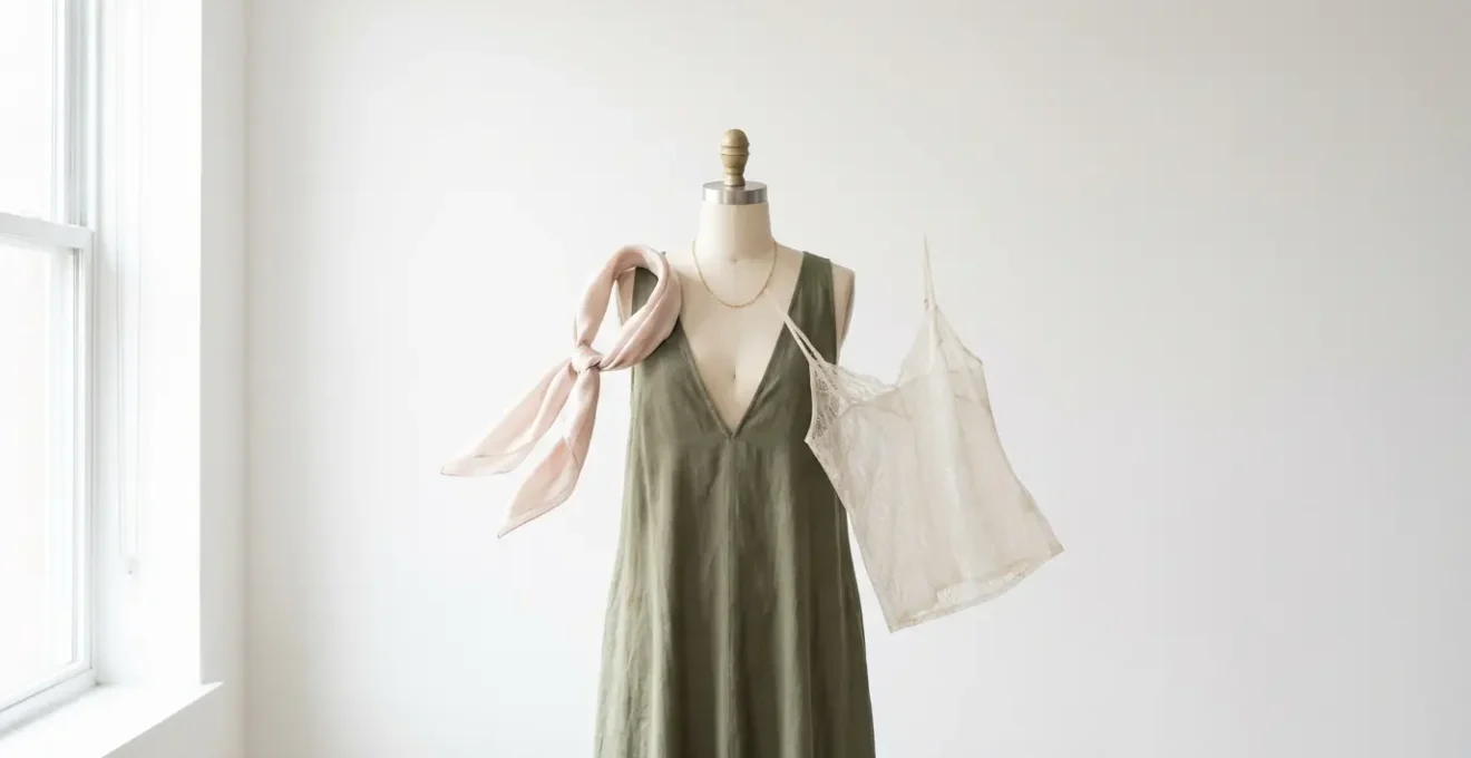 Demostración elegante de técnicas para adaptar escotes con accesorios y capas